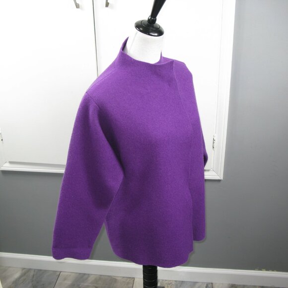 Eileen Fisher Petite Purple Snap Closure Wool Cardigan Size PS - Picture 5 of 7